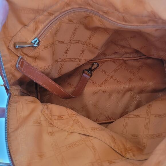 Longchamp Paris Legacy Orange Saddle Pebble Leather Zip Tote Bag Purse Medium - Picture 12 of 12